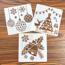 [Christmas Stencil Set] 12pcs Christmas Stencil Set, For Handmade Crafts, Reusable Wooden Templates, Suitable For Painting, Wall Art, Graffiti, Holiday Creative Decoration, Plastic Stencils, Suitable For Holiday Handmade Crafts - Y - View 6