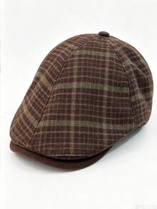 1pc Men's Vintage Plaid Wool Newsboy Cap, Fashionable Artistic Painter Newsboy Hat, Suitable For Daily Street Wear - Vintage Plaid - View 10
