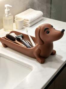 Dachshund Shaped Decorative Tray, Desktop Decor, Home Decor, Dachshund Shaped Decorative Tray, Key Storage Rack, Makeup Brush Storage Rack, Bathroom Drainage Decor, Stationery Storage Tray - Multicolor - View 4