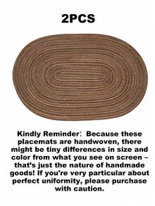 1/4/6/8 Coffee Brown Oval Woven Placemats, Non-Slip Heat-Resistant High-Resilience, Foldable And Rollable For Easy Storage, Suitable For Wedding Party Table Decoration, Daily Home Kitchen Dining Room And Room Decor - Brown - View 13