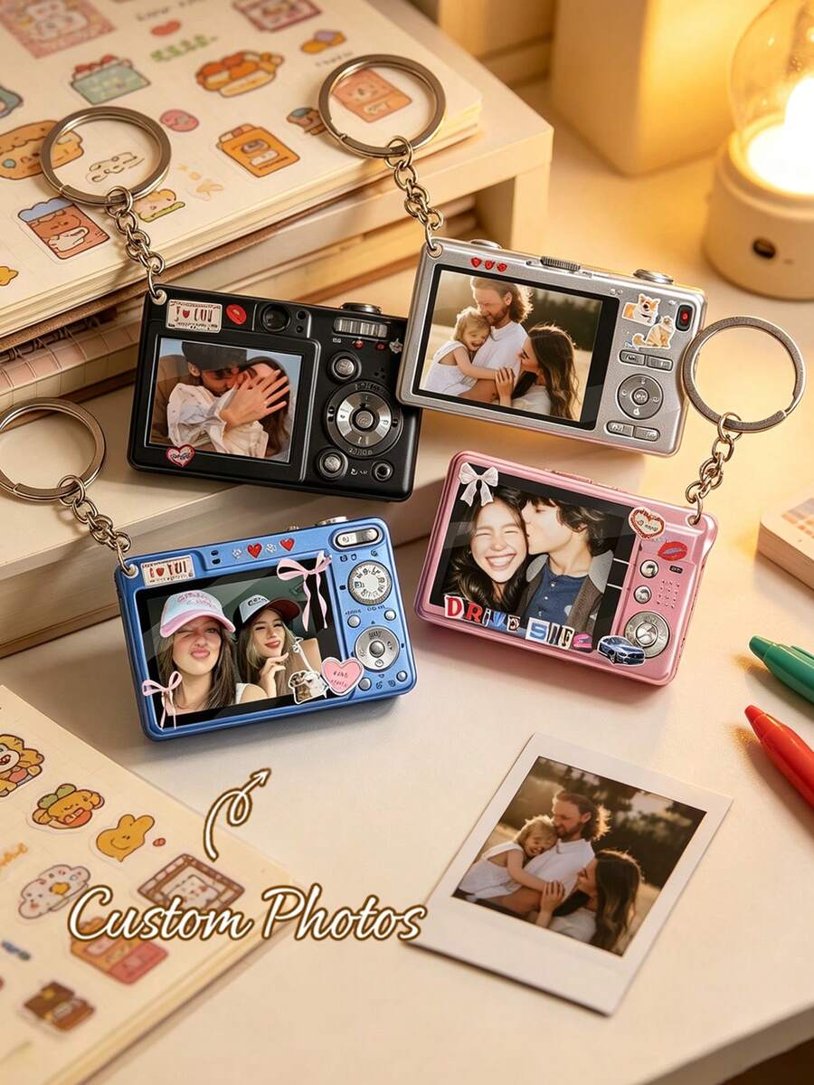 Custom Picture Keychain,Personalized Digital Camera Keychain,Customized Couples Keychain, Birthday Gift, Anniversary Gift, Couples Gift, Holiday Gift - Multicolor - View 1