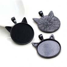 4Pcs 25mm Inner Size Cat Head Shape Alloy Pendant Cabochons Blank Base Setting Bezel Tray DIY Jewelry Making Accessories - Cat Head - View 2