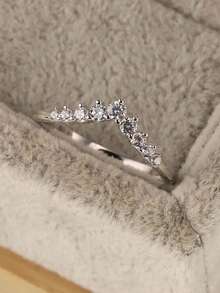 ESBERRY 1pc Elegant Luxury Diamond Crown Ring, Exquisite Women's Jewelry Gift, Suitable For Dating - Diamond Crown Ring - View 5