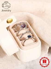 4pcs/Set Elegant Cubic Zirconia Rings For Women, Wedding Anniversary Gift - 1# - View 3