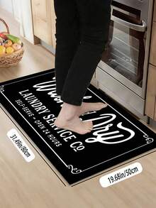 1pc Classic Black-And-White Color Blocking Kitchen Mat, 0.6mm Plush Velvet, Soft And Machine Washable, Suitable For Kitchens, Corridors, Bathrooms, Living Rooms, Outdoor Entrances, And Toilets, Usable Year-Round And Appropriate For Various Occasions. - Multicolor - View 13