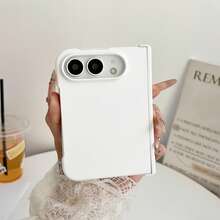 適用於 iPhone 18 Duo 可折疊手機殼，Ins 馬卡龍純色親膚感手機殼，分體式兩件式設計，細緻矽膠觸感全包覆防摔防髒，極簡中性保護殼 - 白色 - 查看 5