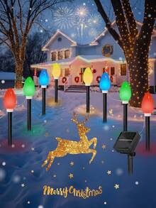 1 Drag 8pcs Halloween Solar Ground Lights, IP44 Waterproof LED String Lights, Smooth Bulbs, 8 Modes Solar Garden Decor Lights, Auto On/Off, Suitable For Lawn, Yard, Garden, Pathway, Patio, Halloween Party And Holiday Decoration - Color - View 9