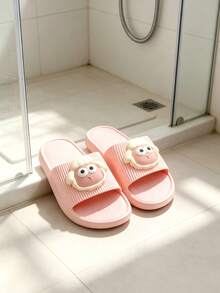 Unisex Slip-On Sandals, Unique Decor, Non-Slip Bathroom Slippers, Comfortable And Lightweight, Suitable For Bathroom, Summer - Pink - View 5