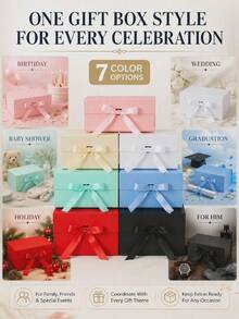 1pc Foldable Paper Gift Box, Flat Shipping Empty Gift Box, Multi-Purpose Storage Box, Suitable For Underwear, Wedding Favors, Birthday, Holiday Party, Christmas Gifts, Saudi National Day Packaging - Multiple Styles - View 6