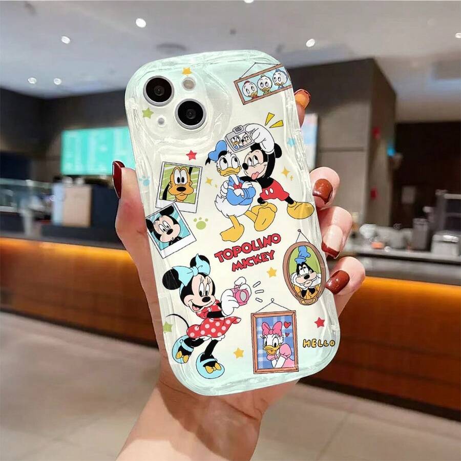 1pc Transparent Thick Anti-Drop UV Printed Wavy TPU Phone Case With Cute Disney Cartoon Minnie Mouse Pattern Design, Compatible With IPhone 17/17 Air/17 Pro/17 Pro Max, 16/16 Plus/16 Pro/16 Pro Max, 15/15 Plus/15 Pro/15 Pro Max, 14/14 Plus/14 Pro/14 Pro Max, 13 Mini/13/13 Pro/13 Pro Max - Multicolor - View 1
