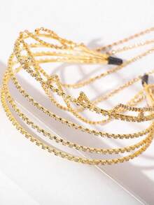 1pc New Women's Fashionable Dstudded Tassel Headband, Temperament Multi-Layer Chain Headband Personalized Hair Chain Headband Hair Accessories ﻿ - Multicolor - View 8