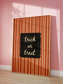 1pc Frameless Striped Halloween Thanksgiving Quote Wall Art Print, Vintage Fall Cozy Decor For Dorm, Bedroom, Party, Back To School Gift, Funky Posters - Multi-color - View 3