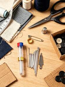 1pc Large Eye Needle Threader Set, Traditional Steel Sewing Needles, Suitable For Home Use, Sewing Projects And Handicrafts, Easy To Use, Suitable For Elderly People, Applicable For Hand Sewing, Embroidery And Cross Stitch - Multicolor - View 8