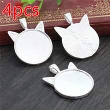 4Pcs 25mm Inner Size Cat Head Shape Alloy Pendant Cabochons Blank Base Setting Bezel Tray DIY Jewelry Making Accessories - Cat Head - View 12