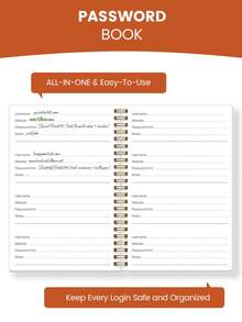 1pc Retro Spiral Password Book With Keyboard Shortcut Sticker, Login Organizer For Usernames & Password Hints, Halloween Notebook Office Decor And Accessories Nurse Essentials Bible Study Materials - A - View 2