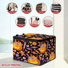 1 Buah Kotak Penyimpanan Lipat Motif Halloween, Permen, Manusia Kue Jahe, dan Bola Mata dengan Tutup, Bentuk 2D Datar, Kotak Organizer Berresleting untuk Pakaian, Handuk, dan Perlengkapan Tidur, Sempurna untuk Penggunaan di Rumah dan Lemari, Dapat Disimpan di Bawah Tempat Tidur, Solusi Penyimpanan Dekorasi Rumah Terbaik - Satu - View 10