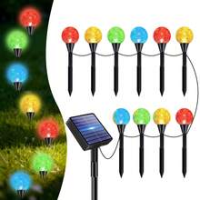 Warm Light Solar Powered Globe Garden Stake Light, Weather Resistant, Garden Path Yard Decor Ground Light - Black - View 4
