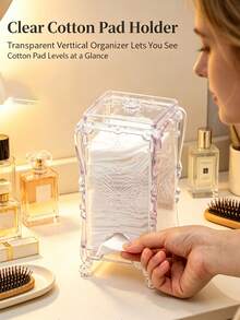 Transparent Butterfly Pattern Nail Cotton Pad Box, Makeup Pad Storage Box, Nail Salon Desktop Organizer, Lint-Free Wiping Cotton Storage Box - Multicolor - View 2