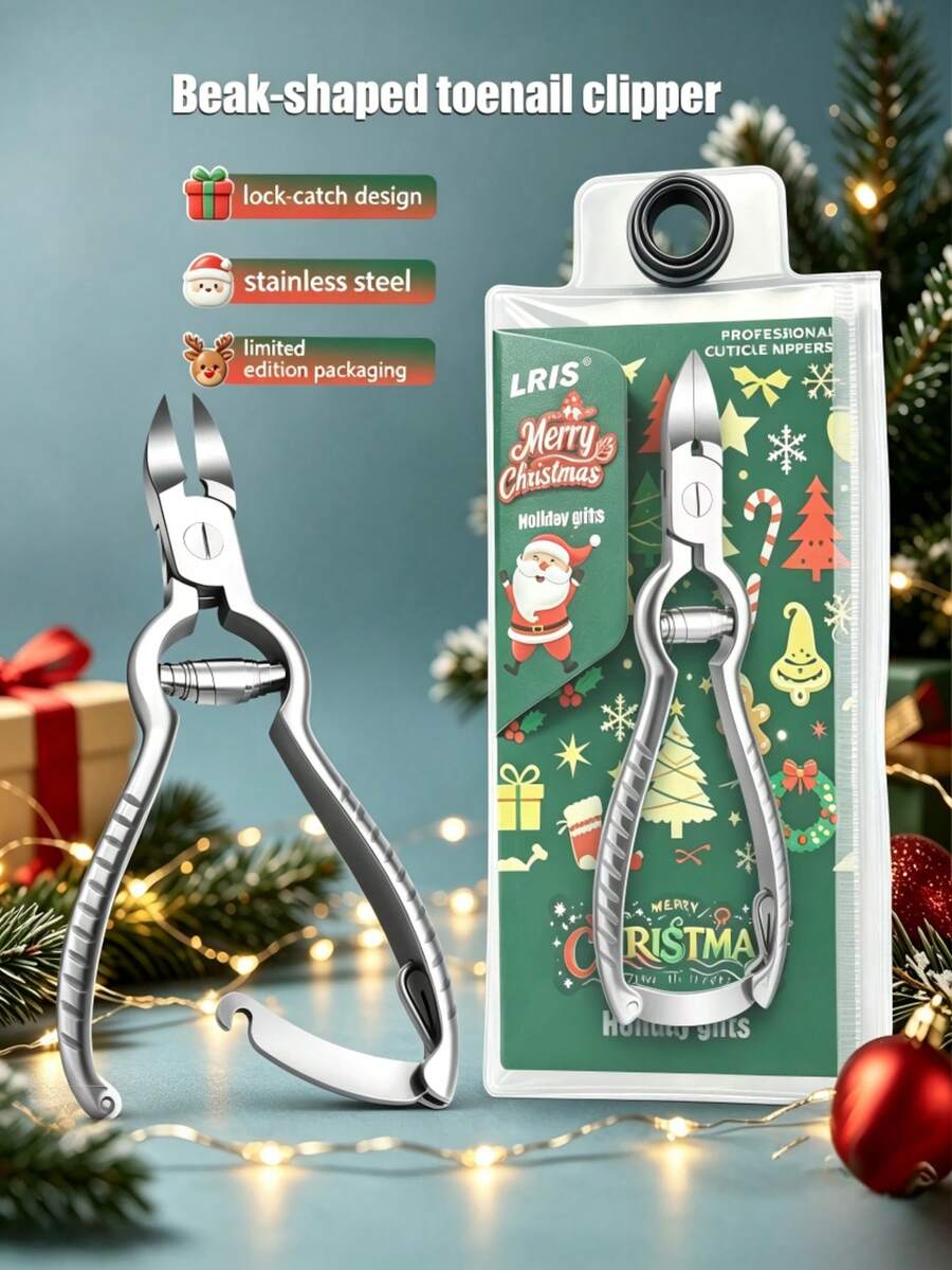 Christmas Limited Toenail Clippers Stainless Steel Beak‑Shaped Cutter For Thick Hard Nails Holiday Manicure Gift Tool - Silver - View 1