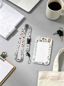 Medical Element Cartoon Card Holder Set, Pink Medical Pattern Acrylic ID Badge Holder, Comes With Retractable Clip And Long Lanyard, Nurse Student Employee Badge Storage Card Pouch, Anti-Loss Portable, Fresh Sweet Style, Suitable For Commuting, Work, Campus Use, Recommended Gift For Family, Friends, Colleagues - Multicolor - View 4
