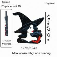 2D Flat Acrylic Brooch, 1pc Classic Fashion Pure Style High-End Mixed Color Girl & Witch Design, Shiny Effect - A - View 9