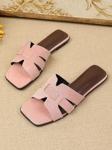 Women's Flat Sandals Spring Summer New Versatile Soft Sole Beach Slide Slippers Fashion Roman Sandals - Pink - View 4