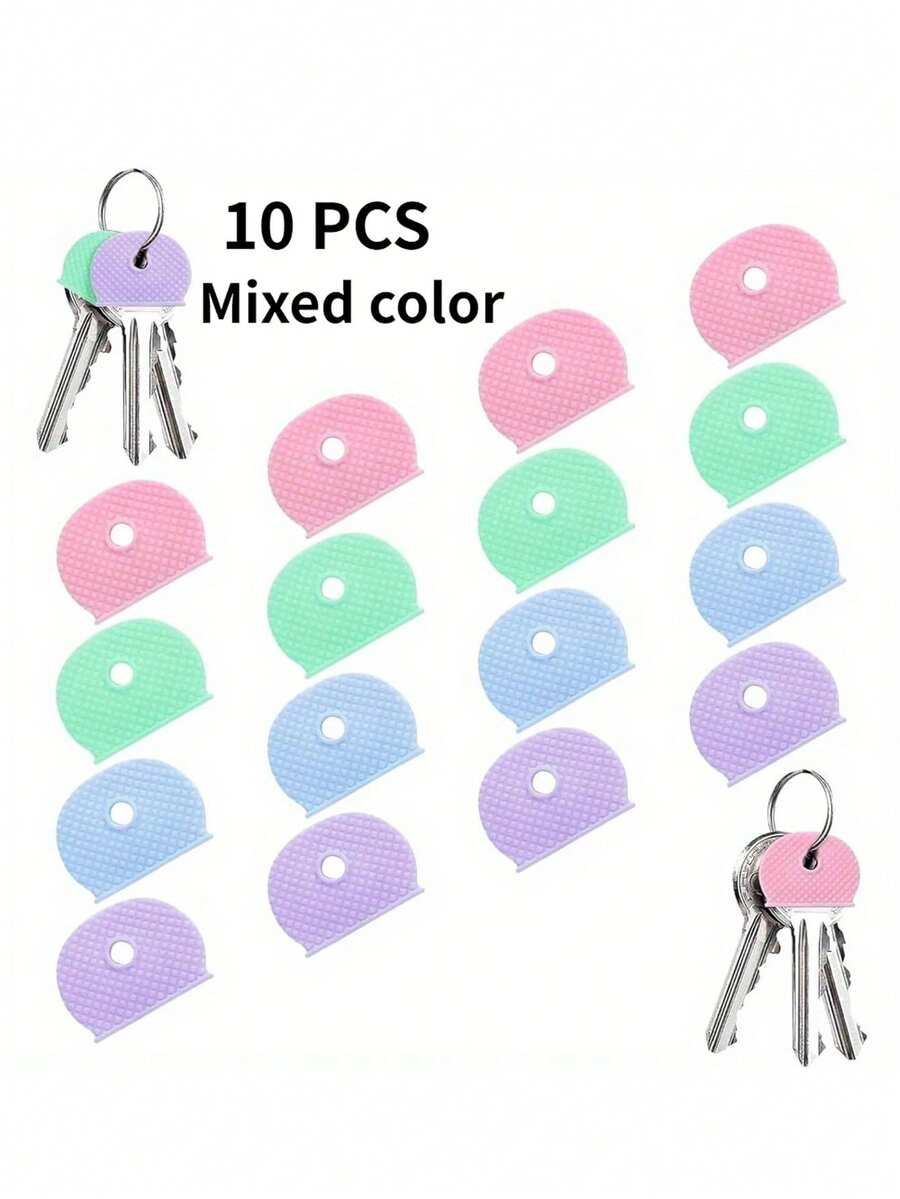 10/5/3/2/1pc Key Caps, Plastic Key Covers, Colorful Key Caps, Suitable For Home Keys, Office, Residential Keys, Key Head Protective Covers, Key Identifiers, Small Key Cap Labels, Easy Identification, Colorful Key Covers, Elastic Key Covers, Silicone Key Covers, Key Identification - Multicolor - View 1