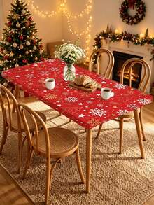 1pc Christmas Element Elastic Band With Elastic Edge, Rectangular Design, Non-Slip Elastic, Waterproof, Oil-Resistant, Scratch-Resistant, Suitable For Dining Table, Folding Table, Kitchen, Party, Picnic, Camping And Home Decor. - Multicolor - View 9