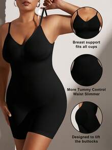 1pc Plus Size Women Sexy Backless Bodysuit, Shapewear Bodycon Shaper, Summer - Black - View 5