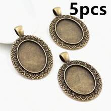 5pcs 18x25mm Inner Size Oval Alloy Pendant Cabochons Blank Base Setting Bezel Tray DIY Jewelry Making Accessories Findings - 18x25mm - View 13