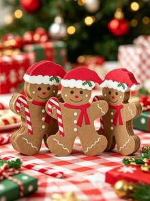 20pcs Disposable Gingerbread Man Pattern Napkins, Cute Gingerbread Man Frosting And Candy Cane Design, Suitable For Holiday Parties, Christmas Table Decor, Perfect For Christmas Dinner, Holiday Gatherings And Christmas Decorations - A - View 2