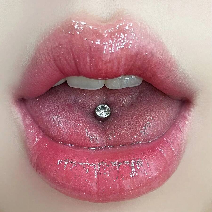 Comfort Formula F136 Titanium Alloy Tongue Stud, Multi-Color Internal Thread Tongue Ring, Non-Fading Piercing Jewelry, Suitable For Halloween, Christmas And Daily Wear - White - View 1