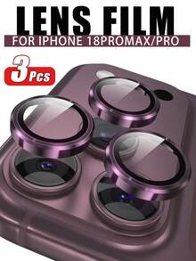 酒紅色相機鏡頭保護膜，相容 iPhone 18 Pro Max 18 Pro，CD紋理金屬邊框鏡頭蓋，9H 硬度防刮防指紋相機螢幕保護膜，手機後置相機鋼化玻璃保護膜，3入裝 - 酒紅色 - 查看 2