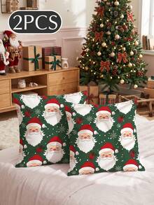 1/2pcs Red & Green Color Cushion Covers/Pillowcases (No Filling), Single-Sided Print, Multi-Functional/Breathable/Anti-Pilling/Comfortable, Machine Washable, Suitable For Sofa And Car Pillows, Room Decor, Bedroom Decor, Autumn Home Decor, Perfect Christmas Gift - Multicolor - View 13