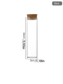12pcs Glass Test Tubes] 12pcs/Set Transparent Glass Test Tubes With Cork Stoppers | Empty Glass Bottles, Suitable For Handmade DIY, Wedding Gift Making | Capacity: 15ml/20ml/25ml/30ml/40ml/50ml/55ml/60ml, Bottle Diameter 3cm - Multicolor - View 7