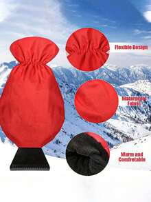 All-In-One Car Ice Scraper & Snow Brush With Thermal Gloves - Heavy-Duty Winter Snow Removal Kit, Windshield Squeegee & Shovel Attachment, Scratch-Free De-Icer For (Black/Red/Blue) - One-Hand Operation, No External - A - View 3
