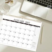 2027 Minimalist Wall Calendar, 12-Month Monthly Calendar, Large Grid Writing Space, Includes Memo Recording Area, Home Office Schedule Planning Calendar - D - View 3