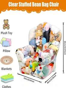 Transparent Plush Storage Bean Bag Chair, Baby Room Storage Seat, Storage Chair For Pillows And Blankets - Multicolor - View 11