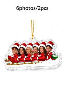 Custom 1-6 Photos Christmas Sled Ornament, Personalized Christmas Tree Decor, Festive Holiday Bag Charm, Customized Snow Sled Pendant, Customizable Picture Xmas Party Decor, 2026 Keepsake Gift, Christmas Gift 2026, Gift For Family And Friends - Style B - View 17