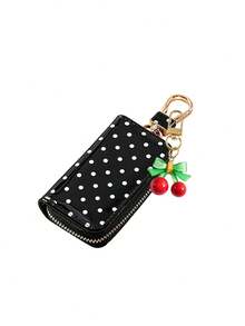 Polka-Dot Cherry Style Multi-Functional Pouch-Suitable For Car Keys, Coins, Or Earbuds; Can Be Attached To A Handbag; A Perfect Gift For Women. - Multicolor - View 15