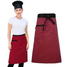 Unisex Chef Uniform With Pocket Half Apron, Multiple Styles Workwear Suitable For Home Cooking, Restaurant, Bakery, Cafe - 1Pc - View 7