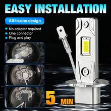 TOAUTO 2pcs 60W Brand New H3 LED Headlight Hi/Low Beam Bulbs Super Bright White, 500% Brighter Plug And Play - A - View 4