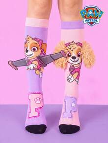 1 Pair Paw Patrol Socks With 3D Ears Puppy Design, Creative 3D Wings Children's Calf Socks, Christmas Gift Socks - Multicolor - View 1