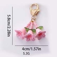 1pc Fashion Lily Of The Valley Keychain Wind Chime Flower Pendant Love Keyring Mobile Phone Bag Charm For Women Car Key Chains DIY - Multicolor - View 14