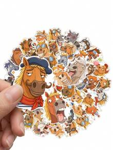 50Pcs Hilarious Horse Meme Stickers, Whimsical Horse Waterproof Decals, DIY Decor Supplies For Phone, Kindle, Notebook - Multicolor - View 3