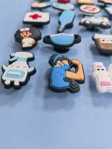20‑Pack Nurse's Day Cartoon Shoe Charms, Medical Tribute Theme, Fit For & Crossbody Bags, Unique DIY Decor Pendants - Multicolor - View 5