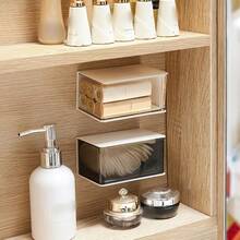 1pc Creative Wall-Mounted Rotating Closed Storage Box, Suitable For Dorm, Bathroom, No-Drill Rotating Storage Box, Ideal For Cotton Swabs, Hair Ties, Miscellaneous Small Accessories Organization And Storage - View 5
