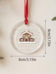 1pc Personalized First Christmas New Home Ornament,Custom Text 2026 Gingerbread House Round Hanging Pendant With Red Ribbon,Customized Xmas Tree Decoration New House Keepsake Gift For Couple - Multicolor - View 6