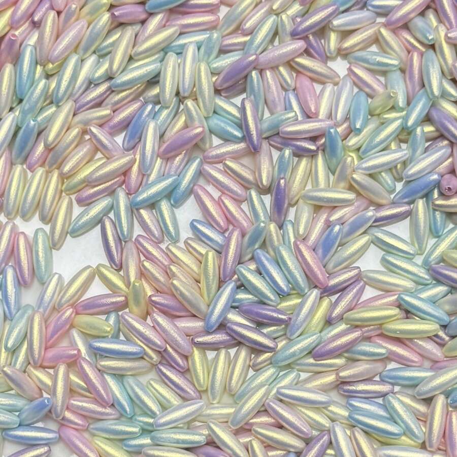 140pcs Magic‑Golden Long Strip Acrylic Through‑Hole Loose Beads For DIY Bracelet Phone Charm Keychain Craft Supplies - Multicolor - View 1