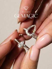 2pcs Water Drop Ring Set, Elegant Women's Date Party Rings, Anniversary Occasion Exquisite Women's Jewelry Gift - Teardrop Ring Set - View 1